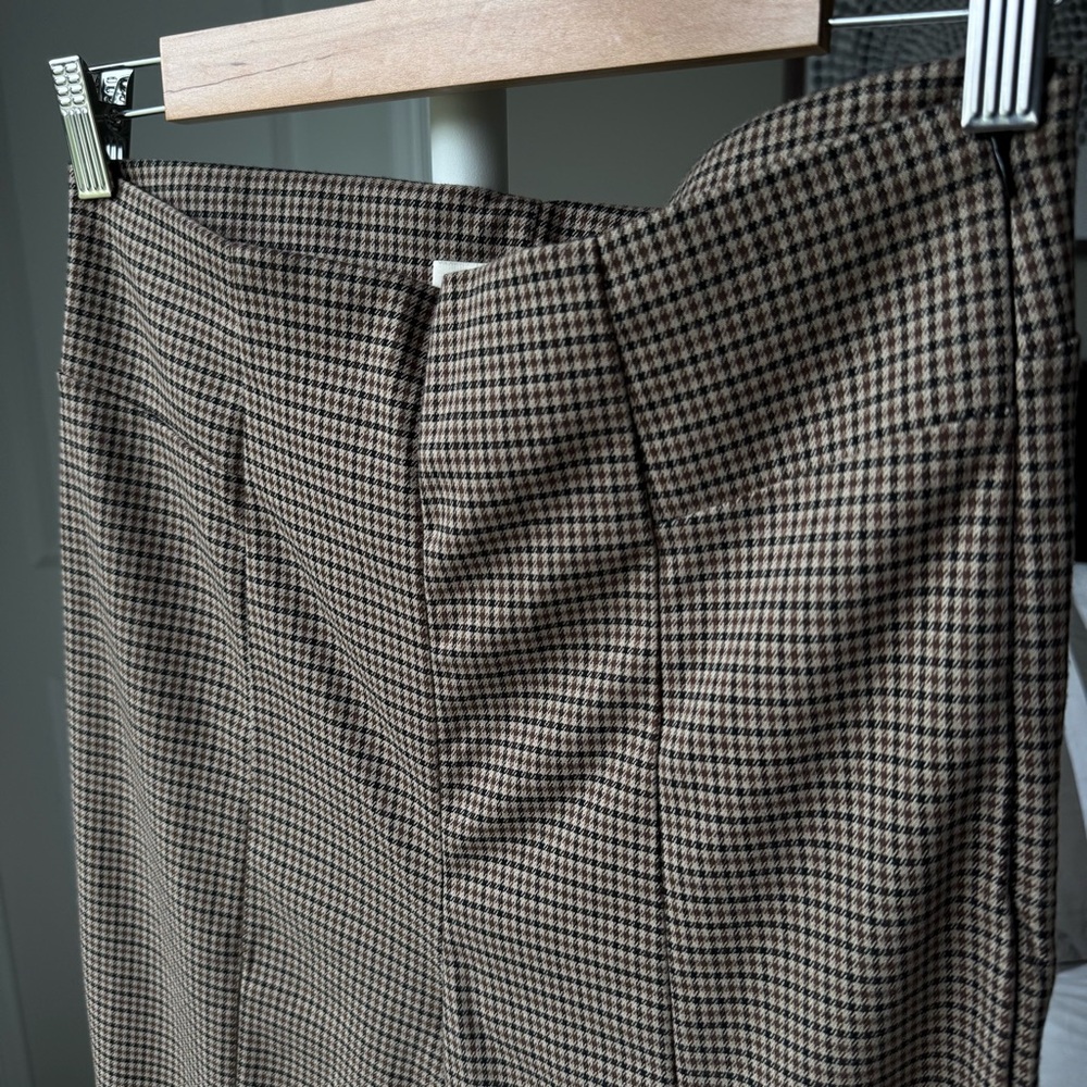 Favorite Daughter The Suits You High Waist Slit Hem Leggings- Black/ Camel Plaid - Picture 4 of 8